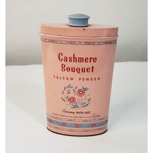 Vtg Cashmere Bouquet Talcum Powder Colgate-Palmolive 10 oz. Tin Container Full